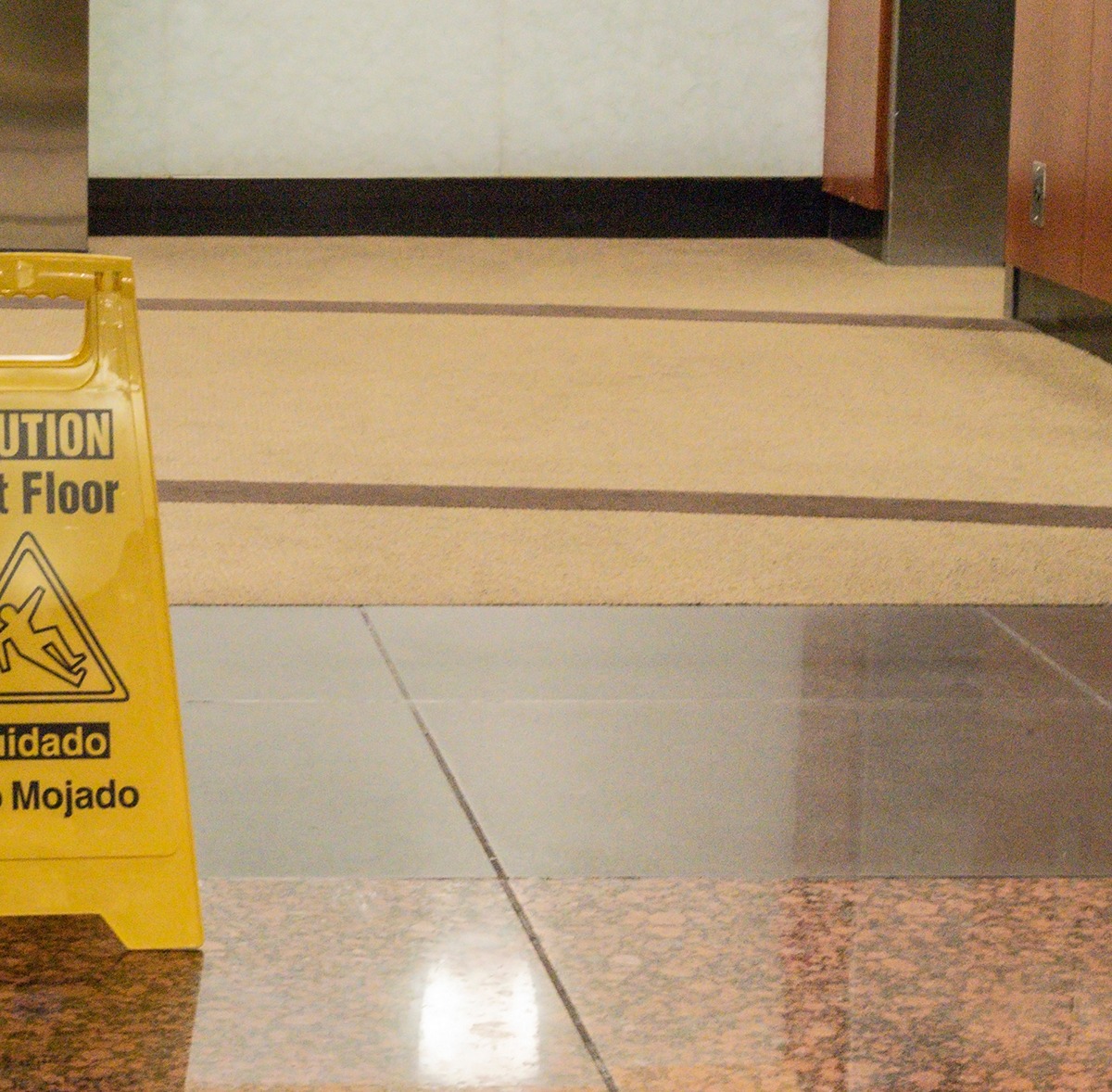 Office lobby wet floor